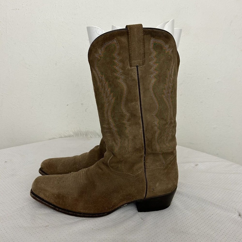 Dan Post Men's Western Cowboy Boots Tan Suede Leather Mid-Calf Size 11 EW DP381 - Picture 1 of 10
